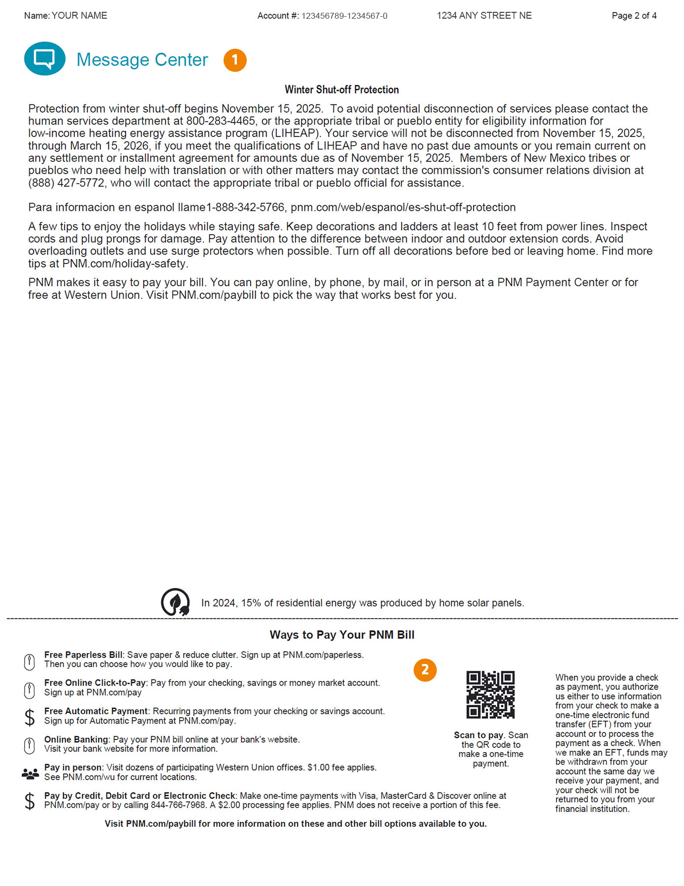 Community Solar Bill Message Center